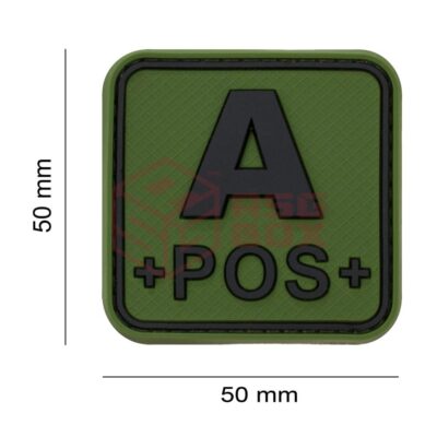 Alternative view of JTG Bloodtype Square Rubber Patch A Pos Forest