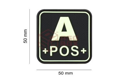 JTG Bloodtype Square Rubber Patch A Pos Glow - obrazek 2