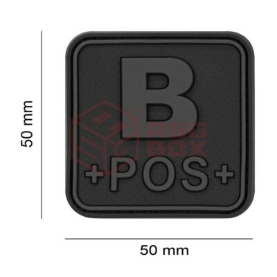 Alternative view of JTG Bloodtype Square Rubber Patch B Pos Blackops