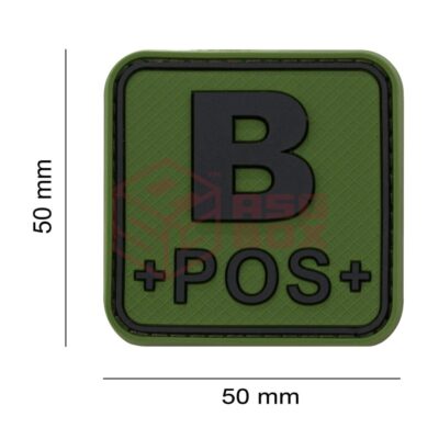 Alternative view of JTG Bloodtype Square Rubber Patch B Pos Forest