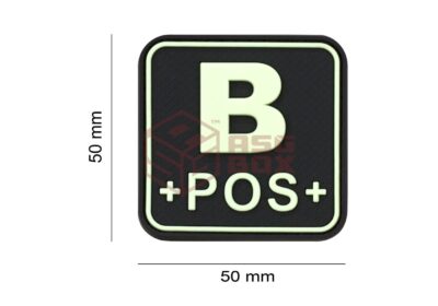JTG Bloodtype Square Rubber Patch B Pos Glow - obrazek 2