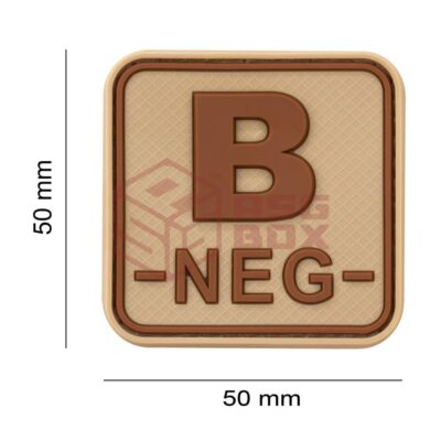 Alternative view of JTG Bloodtype Square Rubber Patch B Neg Desert