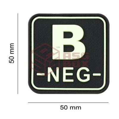 Alternative view of JTG Bloodtype Square Rubber Patch B Neg Glow