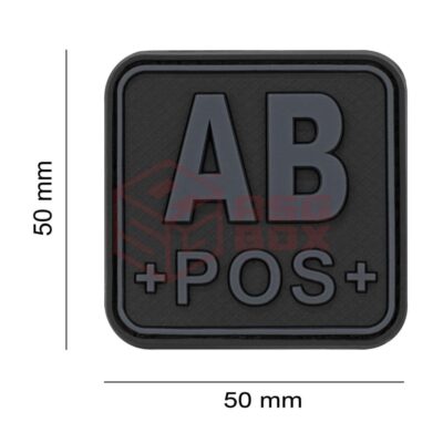 Alternative view of JTG Bloodtype Square Rubber Patch AB Pos Blackops