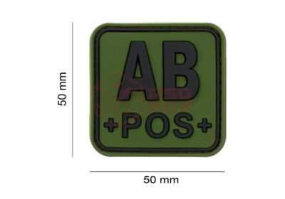 JTG Bloodtype Square Rubber Patch AB Pos Forest - obrazek 2