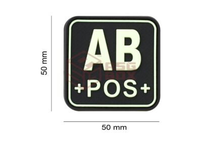 JTG Bloodtype Square Rubber Patch AB Pos Glow - obrazek 2