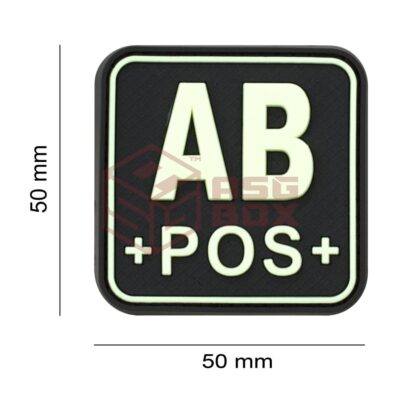 Alternative view of JTG Bloodtype Square Rubber Patch AB Pos Glow