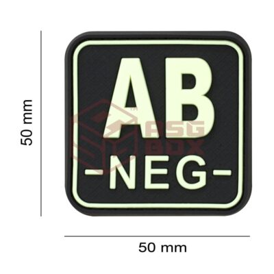 Alternative view of JTG Bloodtype Square Rubber Patch AB Neg Glow