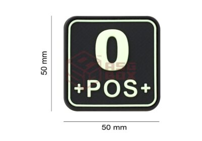 JTG Bloodtype Square Rubber Patch 0 Pos Glow - obrazek 2