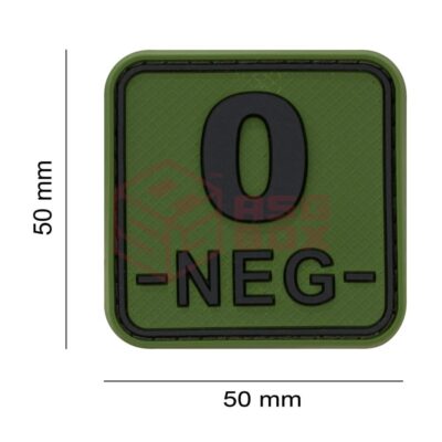 Alternative view of JTG Bloodtype Square Rubber Patch 0 Neg Forest