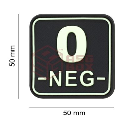 Alternative view of JTG Bloodtype Square Rubber Patch 0 Neg Glow