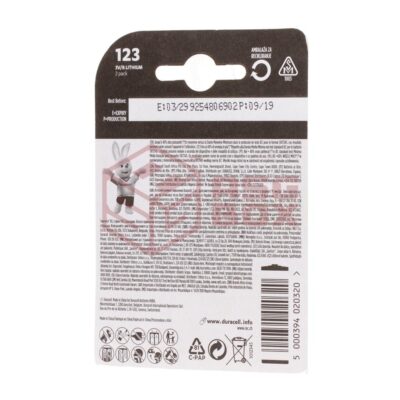 Alternative view of Duracell CR123 2pcs