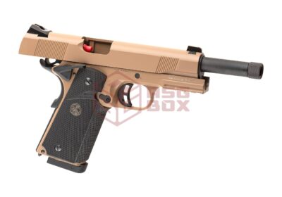 KJ Works M1911 MEU TBC Full Metal Co2 Tan - obrazek 3