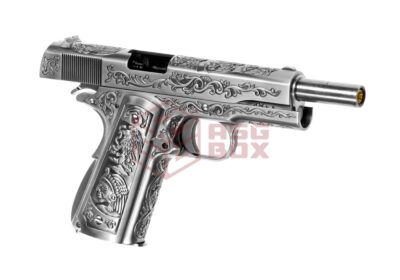 WE M1911 Etched Full Metal GBB Silver - obrazek 3