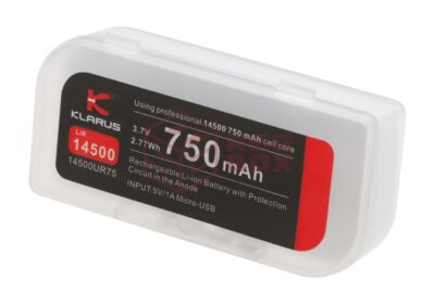 Klarus 14500 Battery 3.7V 750mAh Micro-USB Black/Red - obrazek 3