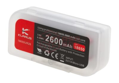 Klarus 18650 Battery 3.7V 2600mAh Micro-USB - obrazek 3