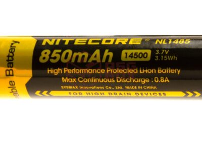 Nitecore NL1485 14500 Battery 3.7V 850mAh - obrazek 3