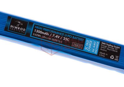 Nimrod Lipo 7.4V 1300mAh 25C Stock Tube Type T-Plug Blue - obrazek 3