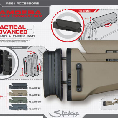 Tactical Advanced Butt pad  plus  cheek pad for Amoeba Striker AS01/02, Dark Earth