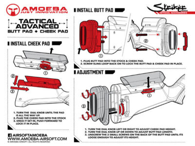 Tactical Advanced Butt pad  plus  cheek pad for Amoeba Striker AS01/02, Dark Earth - obrazek 2