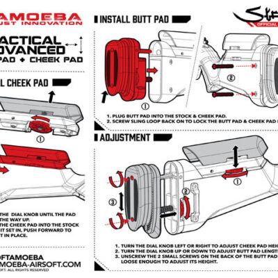 Alternative view of Tactical Advanced Butt pad  plus  cheek pad for Amoeba Striker AS01/02, Gray
