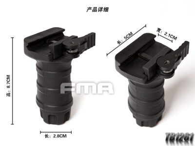 FMA Short Vertical STUBBY Grip with QD RIS Rail Mount - Black - obrazek 4