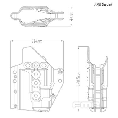 Alternative view of FMA Low Kydex Holster (G-Series with Flashlight ALPC), Right Hand - Black