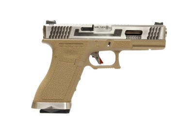 WE GBB Gas Pistol R18C Gen4 T8 Custom - Tan/Silver - obrazek 2