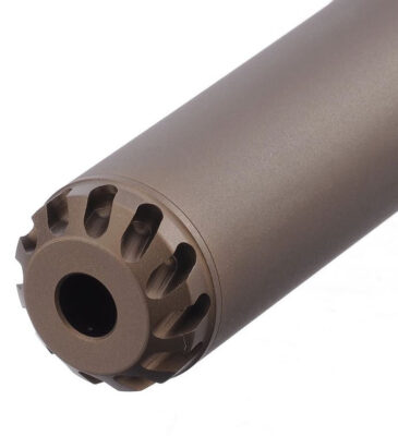 AA Aluminum Silencer AAP 169x35 mm, 14- mm CCW - Tan - obrazek 2