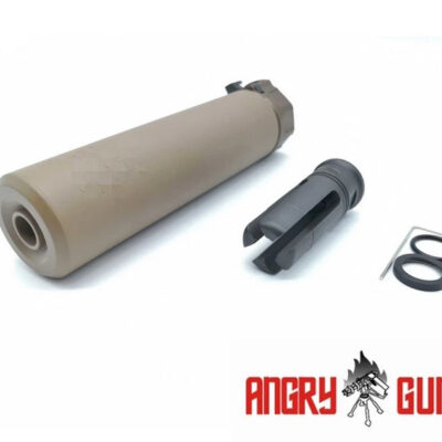 Angry Gun QD SOCOM556 Silencer (Full Markings), 14- mm (CCW) - Tan