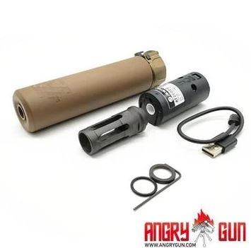 Angry Gun QD SOCOM416 Silencer (Full Markings) with Tracer unit, 14- mm (CCW) - Tan