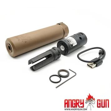 Angry Gun QD SOCOM556 Silencer (Full Markings) with Tracer unit, 14- mm (CCW) - Tan