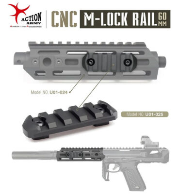 AA Metal RIS Rail for M-LOK, 5 Slots / 60 mm - Black - obrazek 3