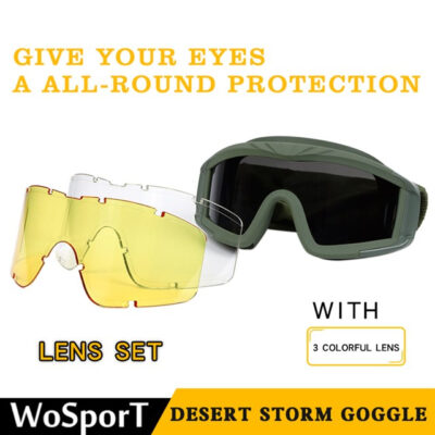 Alternative view of WST Desert Storm Goggles, 3 Lenses set - Black