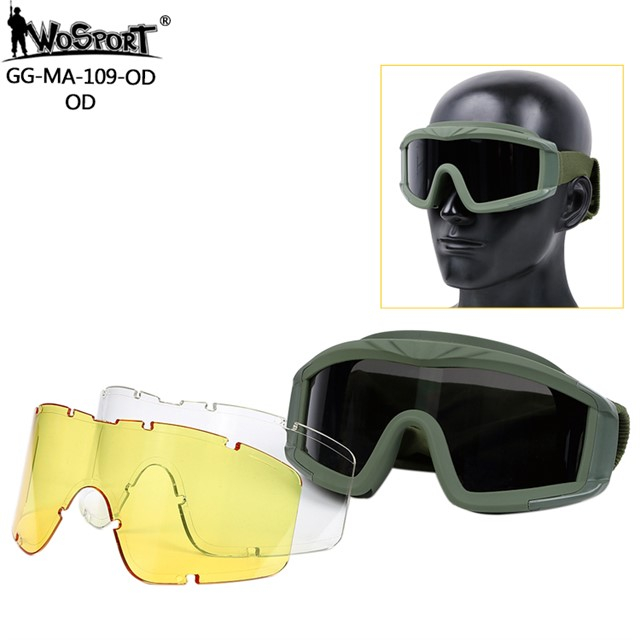 WST Desert Storm Goggles, 3 Lenses set - Green OD-A-WOSP35-OD asgbox.pl WST Desert Storm Goggles, 3 Lenses set - Green