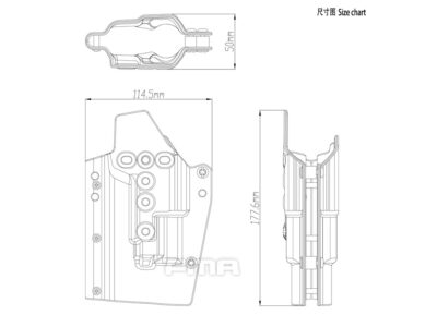 FMA Kydex Holster (with Flashlight X300), Right Hand - MC - obrazek 3