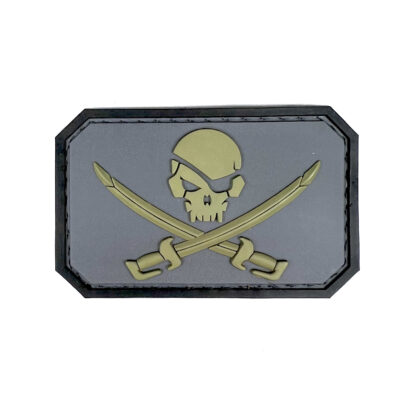 3D PVC PIRATE SKULL Patch - Grey