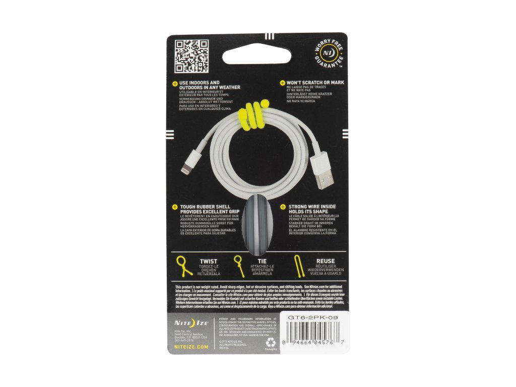 GEAR TIE(R) REUSABLE RUBBER TWIST TIE(TM) (2pcs), Charcoal - length 6" OD-A-GT6-2PK-09 asgbox.pl GEAR TIE(R) REUSABLE RUBBER TWIST TIE(TM) (2pcs), Charcoal - length 6" - obrazek 2