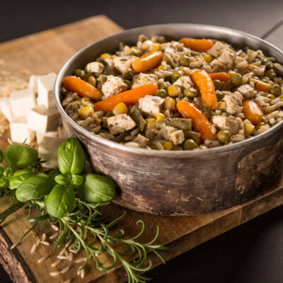 Alternative view of Vegetable risotto with tofu