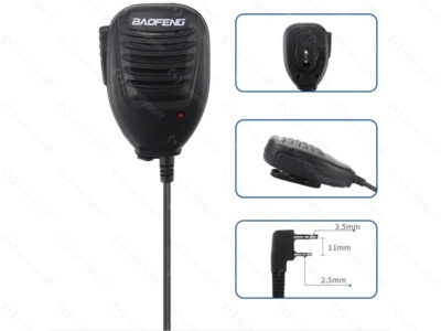 External Speaker with Mic for Baofeng Radios, Kenwood 2-pin - Black - obrazek 4