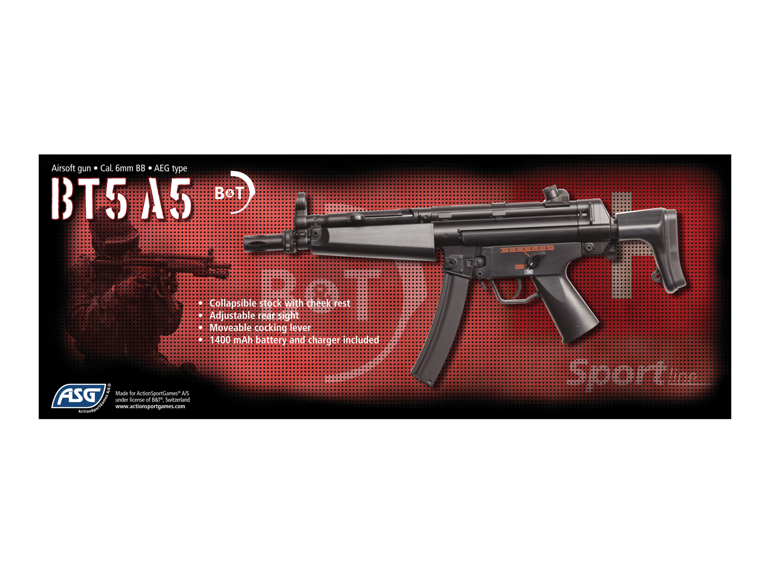ASG B a T5 A5 AEG Sportline SMG - Black OD-A-ASG036 asgbox.pl ASG B a T5 A5 AEG Sportline SMG - Black - obrazek 2