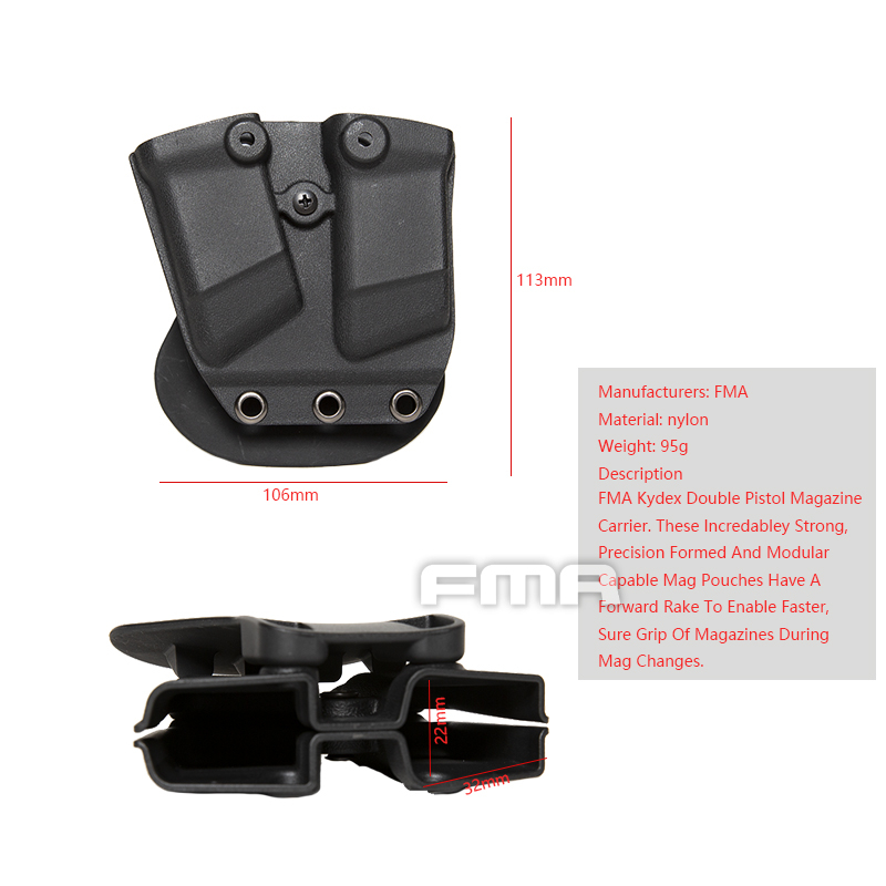 FMA Kydex Double Magazine Carrier / Pouch - Black OD-A-TB1367-BK asgbox.pl FMA Kydex Double Magazine Carrier / Pouch - Black - obrazek 5
