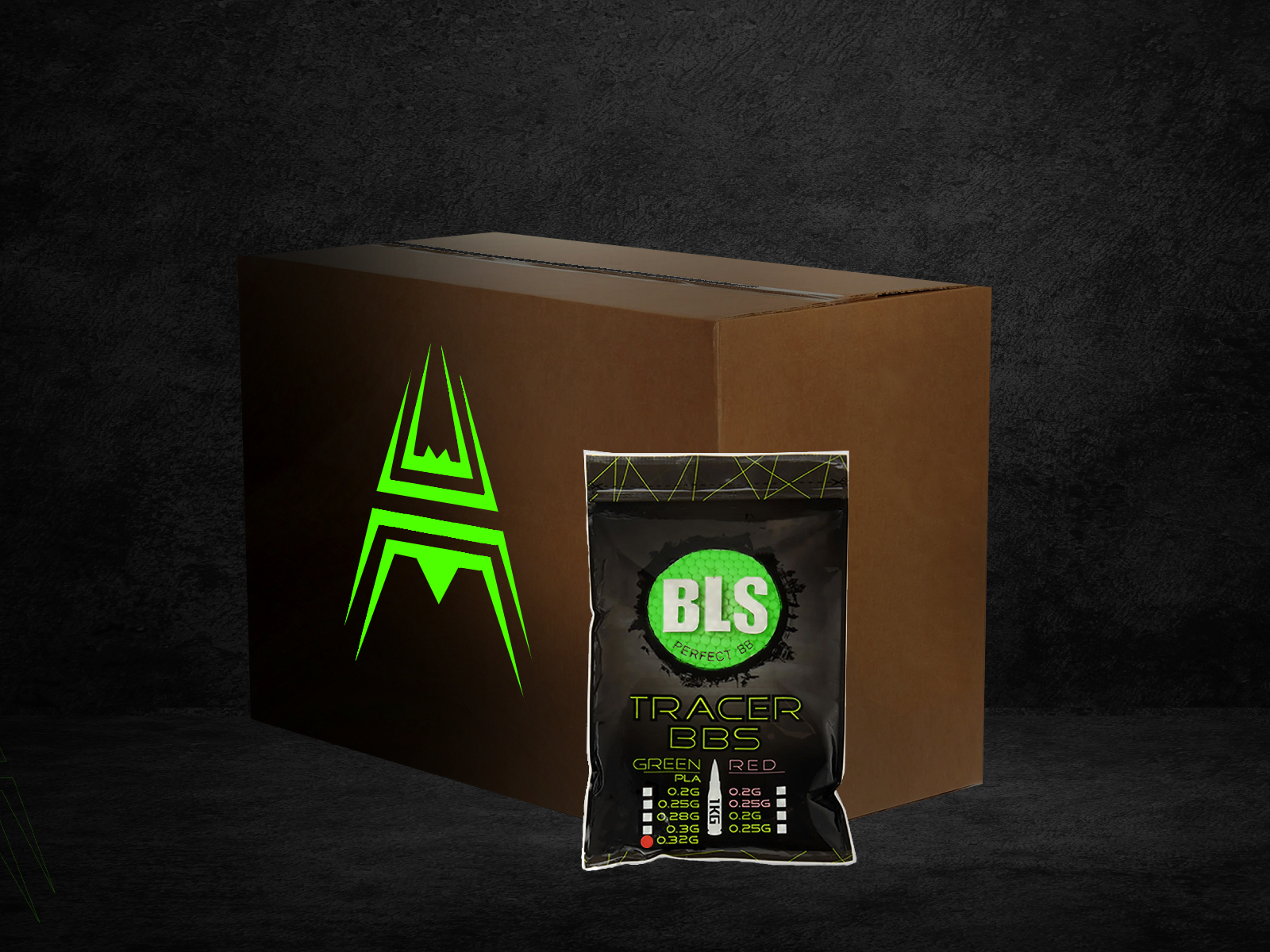 20x BLS BIO Tracer pellets 0,32g, 3120 BBs - Green Illuminating (box) OD-A-BOX-PLATR32 asgbox.pl 20x BLS BIO Tracer pellets 0,32g, 3120 BBs - Green Illuminating (box)