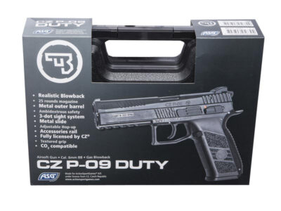ASG CZ P-09 GBB Pistol with Metal Slide, Hard Case - Black - obrazek 3