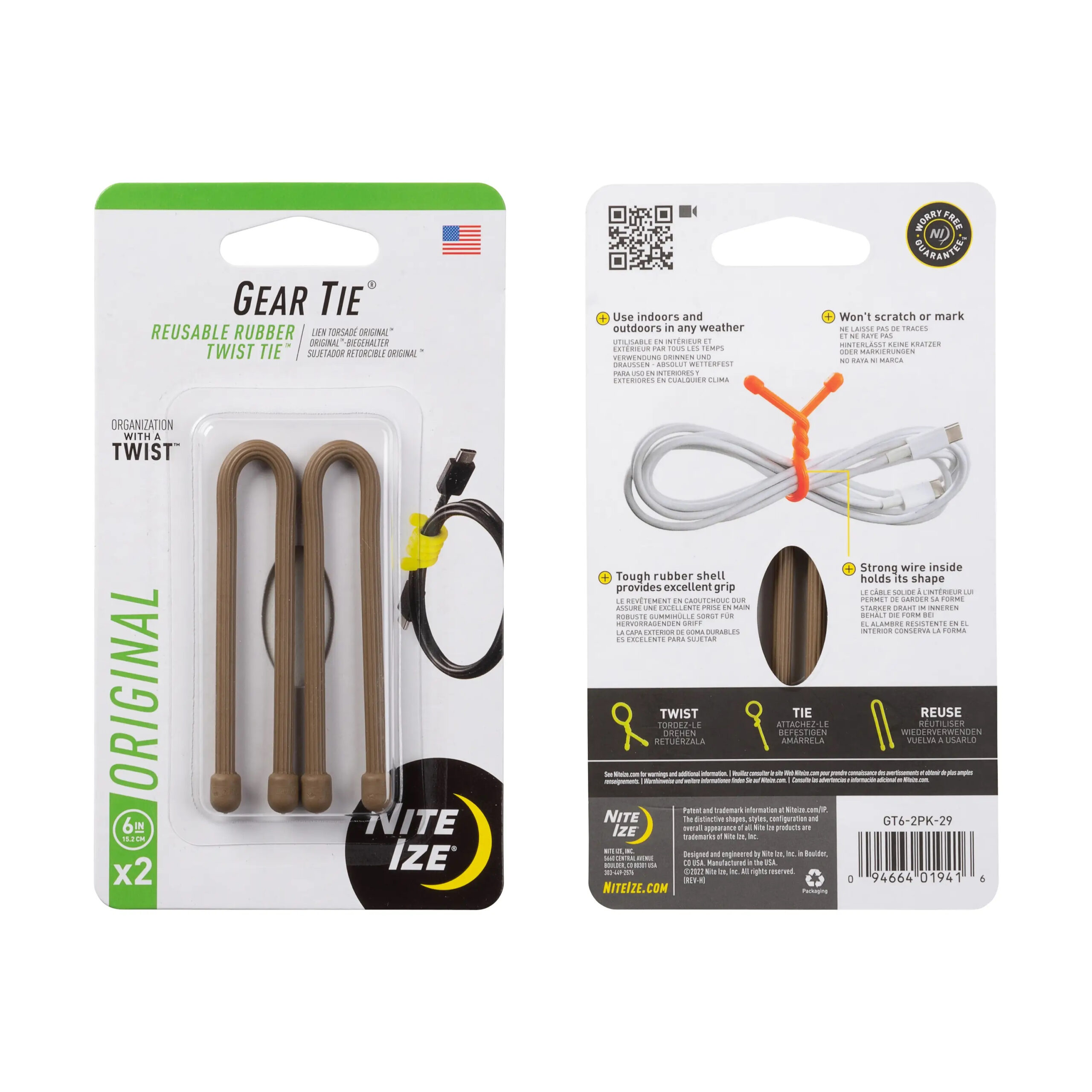 GEAR TIE(R) REUSABLE RUBBER TWIST TIE(TM) (2pcs), coyote - length 6" OD-A-GT6-2PK-29 asgbox.pl GEAR TIE(R) REUSABLE RUBBER TWIST TIE(TM) (2pcs), coyote - length 6"
