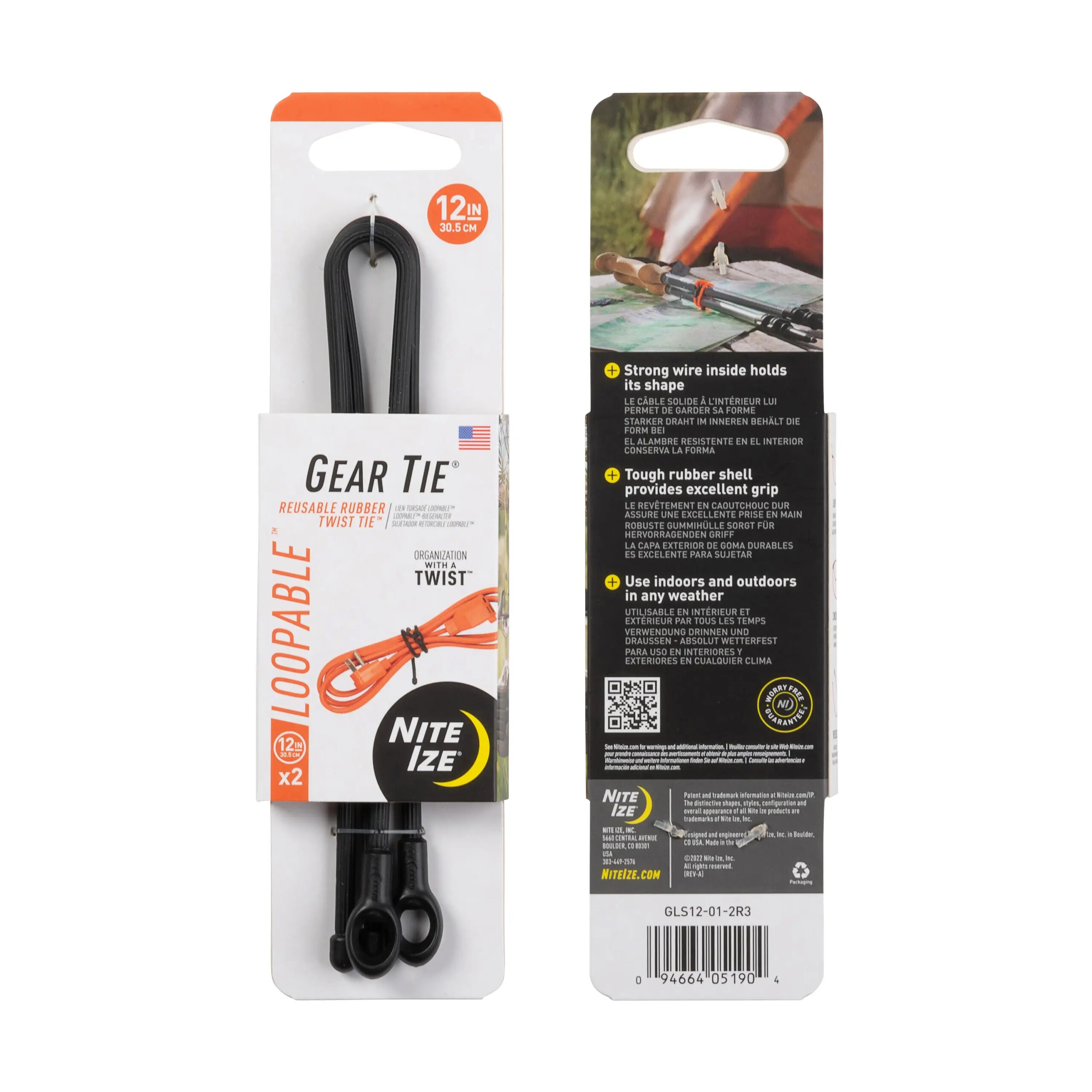 GEAR TIE(R) LOOPABLE(TM) TWIST TIE, black - length 12" OD-A-GLS12-01-2R7 asgbox.pl GEAR TIE(R) LOOPABLE(TM) TWIST TIE, black - length 12"