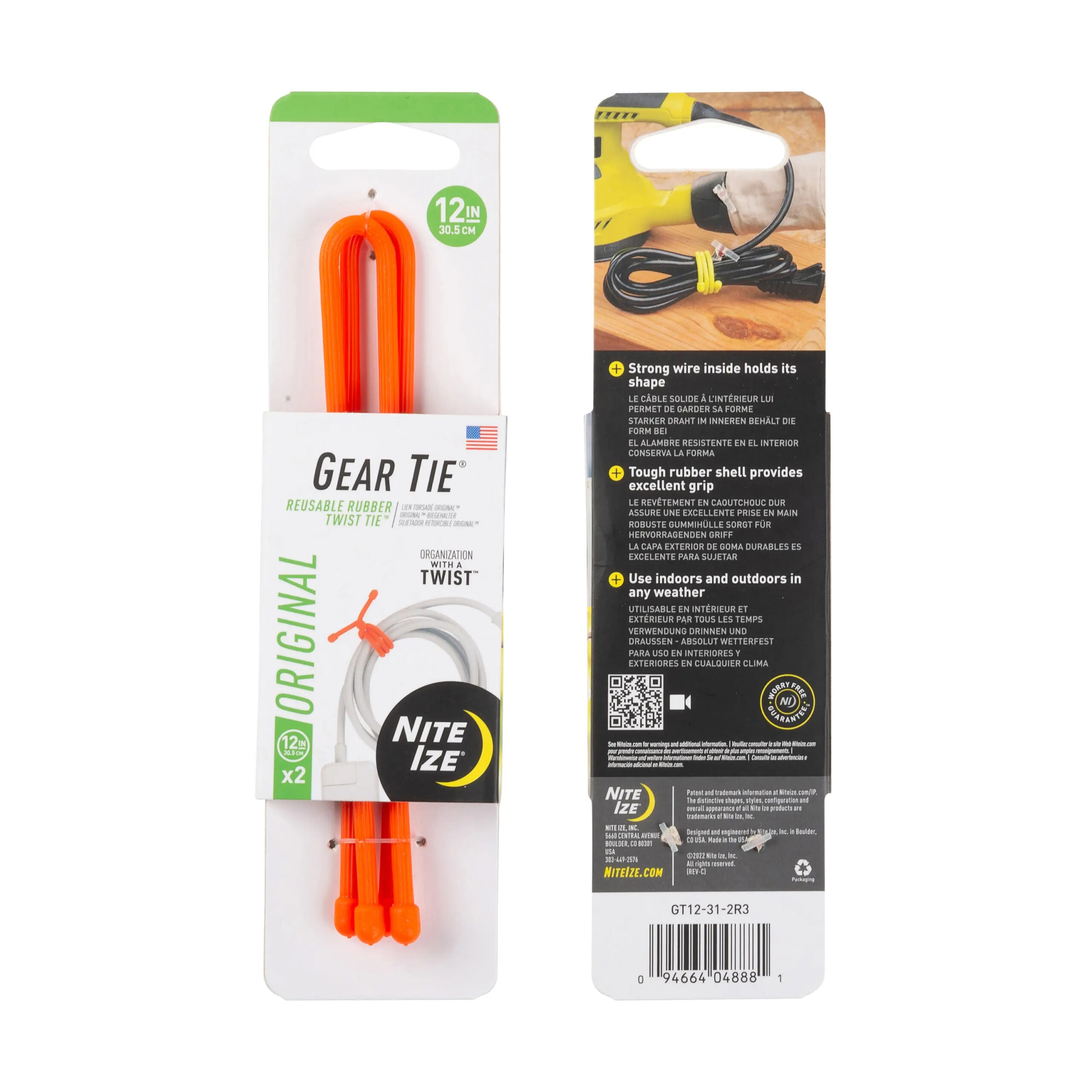 GEAR TIE(R) REUSABLE RUBBER TWIST TIE(TM) (2pcs), Orange - length 12" OD-A-GT12-31-2R3 asgbox.pl GEAR TIE(R) REUSABLE RUBBER TWIST TIE(TM) (2pcs), Orange - length 12"