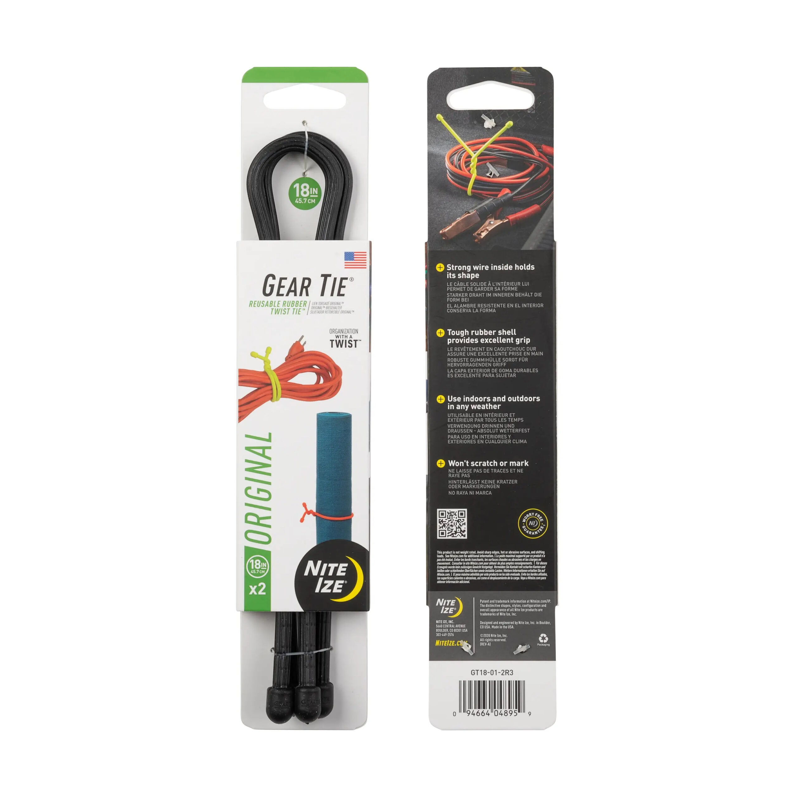 GEAR TIE(R) REUSABLE RUBBER TWIST TIE(TM) (2pcs), Black - length 18" OD-A-GT18-2PK-01 asgbox.pl GEAR TIE(R) REUSABLE RUBBER TWIST TIE(TM) (2pcs), Black - length 18"
