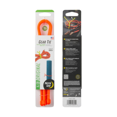 GEAR TIE(R) REUSABLE RUBBER TWIST TIE(TM) (2pcs), Orange - length 18"