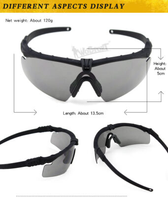 WST Shooting Glasses MA-69, Smoke Visor – Black - obrazek 5